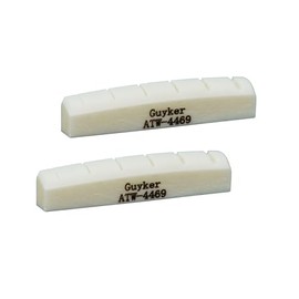 Guyker Acoustic Guitar Bone Nut - 6 String White Flat Bottom Pre-Slotted Bone Nuts Replacement Parts Accessories for Acoustic Folk Guitar 2 Piece, 44x6x9mm ATW-4469