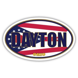 3 Pack 2x3 inches | Dayton City Ohio State Flag | OH Flag Montgomery County Oval State Colors Construction Toolbox, Hardhat, Lunchbox, Helmet, Mechanic, Luggage