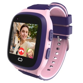 Smart Watch for Kids with GPS Tracker Cell Phone Watch for Girls 5-12, Pink Tracking Watches Girls with One-Key SOS Call Voice Chat Sleep Monitor Step Counter Alarm for Kids Birthday (No SIM Card)