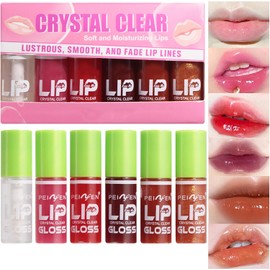 Brillo De Labios Mini Con Aceite Graso, 6 Unidades, Cabezal De Cepillo Pequeño, Hidratante, Transparente, Para Mujeres, Con Color, Brillo Labial Hidratante, Duradero, No Pegajoso.