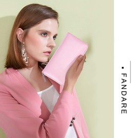 FANDARE Unisex Leather Wallet with RFID Wallet Men Women Wallet Long Wallet Money Clip Credit Card Holder Travel Wallet with 36 Card Slots, pink, Retro