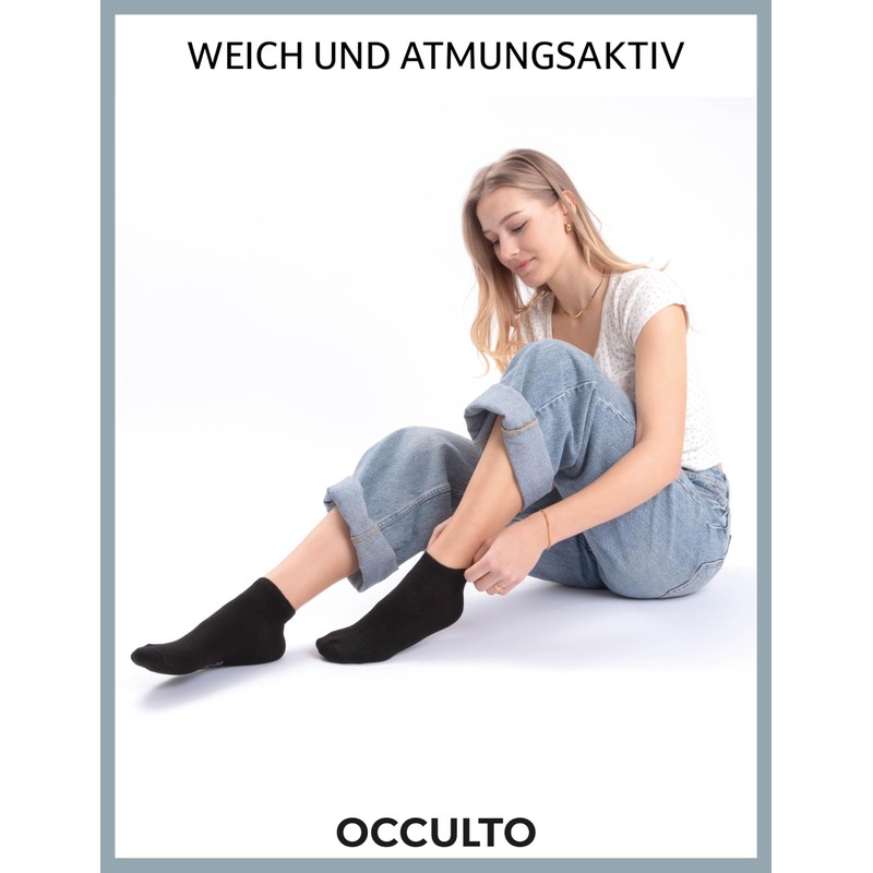 Occulto Women's Trainer Socks Pack of 10 (Model: Alexa), Black