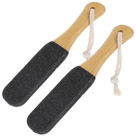 Wzhslkx 2pcs Pumice Stone Foot Scrubber Pedicure File Callus Remover Foot Scrubber Pumice Stone For Feet File File Feet And Hands, Dead Skin Wet Dry Ergonomic Wooden Handle Two-Sided Scraper Smoother