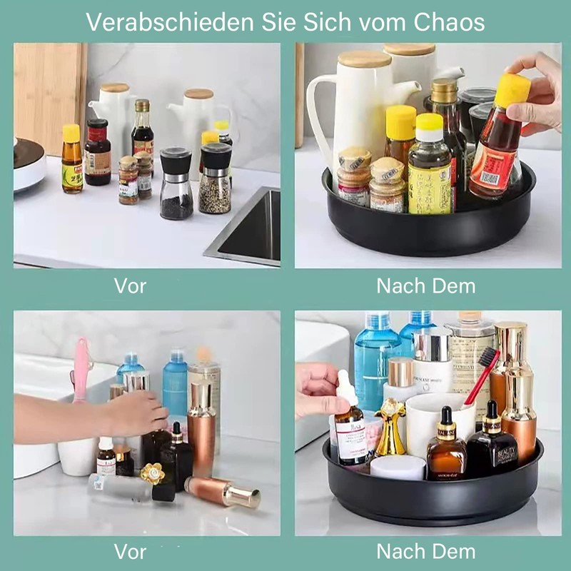 CALIYO Turntable Organiser, Rotating Spice Rack Made of Stainless Steel,