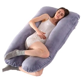 LNGJIN U-shaped pillowcase for pregnancy pillow, 140 x 80 cm, maternity pillow replacement cover, machine washable, U-shaped pillowcase, full body maternity pillow replacement cover, grey