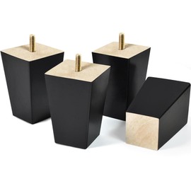 AORYVIC 4 inch Furniture Legs Black Wood Legs Set of 4 Furniture Replacement Legs for OttomanSectional, Dresser, Recliner, Nightstand, Sofa Legs, Couch Legs, Square Wood Legs (4 inch (4pcs))