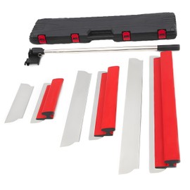 Drywall Skimming Blade Set,Stainless Steel 12",22",32" Skimming Blades with 35"-80" Extension Handle, 0.5mm & 0.35mm Blades,Construction Tools End Caps,Smoothing Drywall Knife