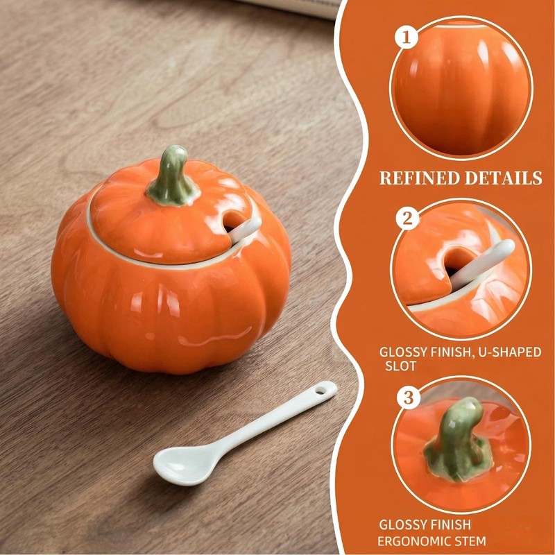Bnrkmeb Ceramic Salt Cellar with Lid and Spoon, 10 OZ