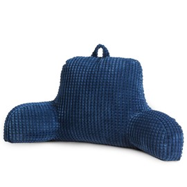 A Nice Night Reading Pillow Bed Wedge Large Adult Children Backrest with Arms Back Support for Sitting Up in Bed/Couch for Lounging Bedrest,Waffle Stereoscopic Design,Navy