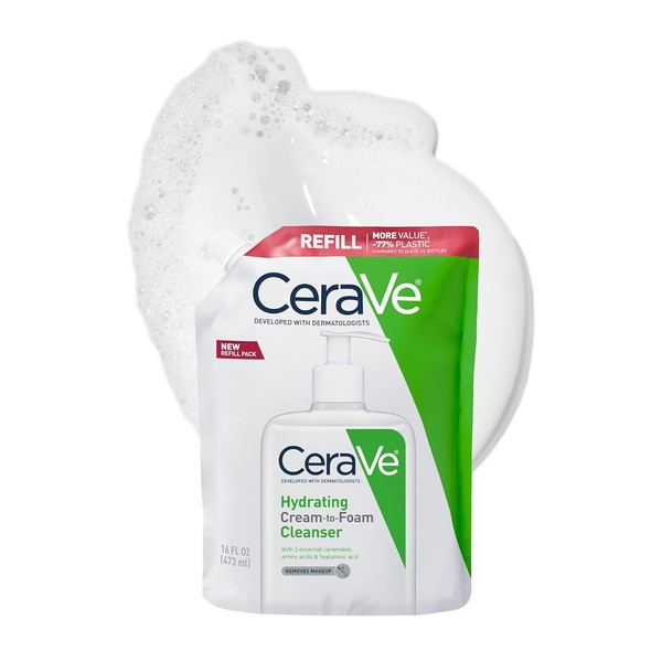 CeraVe Hydrating Cream To Foam Cleanser, Makeup Remover Face Wash