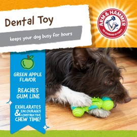 Arm & Hammer for Pets Nubbies Duality Bone Dental Dog Toy - Best Dog Chew Toy for Moderate Chewers - Helps Reduce Plaque & Tartar - Green Apple Flavor Baking Soda (Pack of 8)