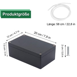 Surface-Mounted Junction Box, Black Electronic Housing, Plastic Covers, for DIY Power Junction Box, 200 x 120 x 75 mm