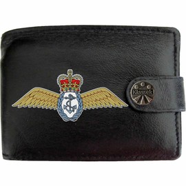 Klassek Fleet Air Arm Image Men Wallet Real Leather Cap Badge Emblem Military Crest Insignia RFID Blocking with Coin Pocket and Metal Gift Box