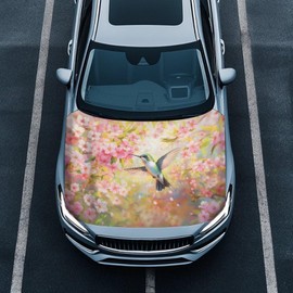 Pxtubomyo Car Hood Cover,Hummingbird Design Soft Decoration Car Hood Cover Protector Suitable Most Automotive Sedans Trucks Pickup Sports Cars for Outdoor