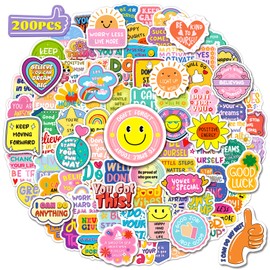 HomSeon 200 Pcs Motivational Stickers, Inspirational Quotes Stickers for Kids Teens Studens Adult, Positive Affirmation Stickers for Water Bottle Laptop Journaling Scrapbook Supplies