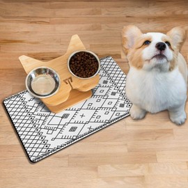 Absorbent Pet Dog Bowl Mat for Food and Water, Pet Cat Food Feeding Mat with Non Slip Rubber Backing, Dog Food Mats for Floors Waterproof, 12"x20"