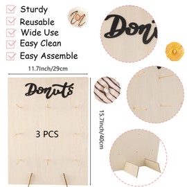 WOPPLXY 3 Pcs Donut Wall Display Stand, Donut Stand, Donuts Wooden Display Stands, Doughnut Holder Board for Wedding Birthday Family Party Festival Table Decor