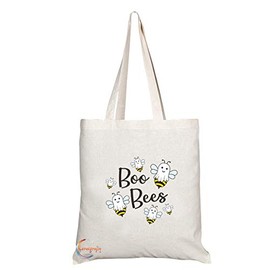 Coralgraph Inc TB603 Boo Bees - 2 Bees Novelty Present Gift Printed Eco-Friendly Stylish Long Handled Tote Shoulder Bag