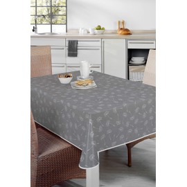 BEAUTEX Oilcloth Tablecloth Wipe Clean Non-Slip with Piping Band Square Round Oval Motif Choice of Colours (Dandelion Grey, Square 110 x 140 cm)