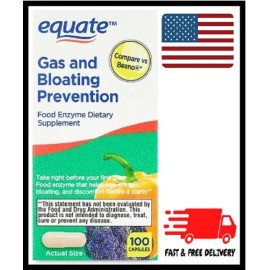 Equate Gas Relief and Prevention Food Enzyme Dietary Supplement, 100 Count