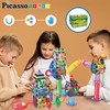 PicassoTiles 650PCS Marble Run Magnetic Tiles and Brick Combo Magnet