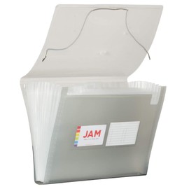 JAM PAPER Accordion Folders - 13 Pocket Plastic Expanding File - Letter Size - 9 x 13 - Smoke Grey - Sold Individually