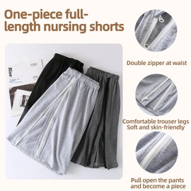 Yodilala Unisex one-Piece Full-Open Nursing Shorts, Fracture bedridden Paralysis Patient Clothing, Easy to Put on and take Off(Dark Gray,XXL)