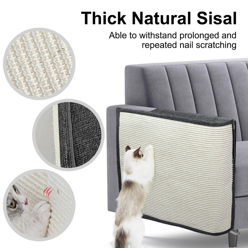 Upgraded Cat Scratch Furniture Couch Protector with Natural Sisal for
