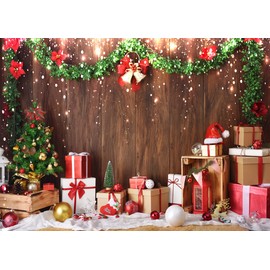 SJOLOON Christmas Backdrop Light Photography Background Christmas Tree with Gifts Backdrop for Christmas Party Decoration Studio Props 12367 (7x5FT)