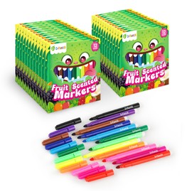 D-FantiX 24 Packs Fruit Scented Washable Markers Bulk, 288 Count Coloring Markers for Kids Party Favors, Preschool Classroom Must Haves and Rewards, Back to School Supplies for Girls Boys