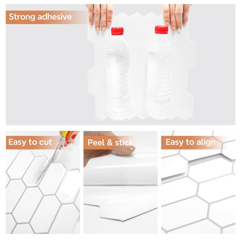 Vamos Tile Upgraded Thicker Design Peel and Stick Backsplash Tile,