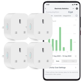 Smart Plug Alexa Plugs, EIGHTREE Smart Plugs That Work With Alexa & Google Home, Smart Home Smart Socket with Energy Monitoring, Remote Control, Timer & Schedule Function, No Hub Required, 4 Pack