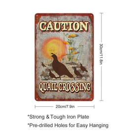 Quail Crossing Metal Tin Sign Iron Painting Plaque Novelty Parlor Retro Home Restaurant Kitchen Celebration Farm Courtyard Posters Metal Signs Wall Decor 8x12 Inch