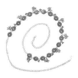 I Jewels Ethnic Silver Oxidized Indian Wedding Bollywood Adjustable Boho Waist Chain/Belly Chain/Kamarband For Women (B066S)