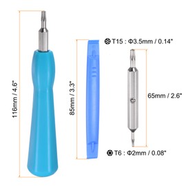 sourcing map Ring Doorbell Screwdriver T6 T15 Torx Double-Ended Magnetic Screwdrivers Bit with Opening Pry Tool for Ring Video Doorbell Replacement Password Reset, Blue