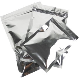 MITOB 100 Pack Resealable Mylar Bags 6.3x9.1 inch Heat Seal Silver Aluminum Foil Bags Zipper Lock Mylar Food Storage Pouch for Coffee Tea Travel Sample Packaging Bags wth Tear Notch Reusable