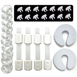 KIDS SAFETY KIT, Kit completo de seguridad para niños y bebés, protector esquinero, broches de seguridad para cajones, protectores de contactos eléctricos, protectores contra machucones de puertas. Evitar accidentes.