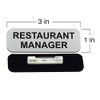 Restaurant Manager 1 x 3" Name Tag/Badge, Silver, (3 Pack)