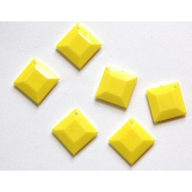 Vintage Yellow Acrylic Faceted Square Charms Drops bds201B