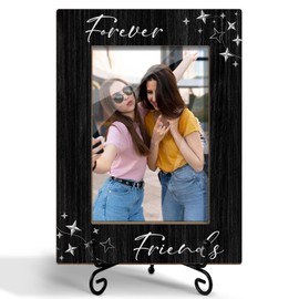 Friends Picture Frame - Forever Friends, Birthday Gifts for Bestie Bff Friend, Wooden Picture Frame with Stand, 4"x6" Photo Frame for Tabletop Display, Home Office Desk Decor Shelf Display/XK77