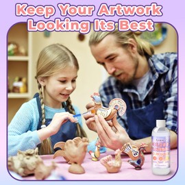 Air Dry Clay Glaze & Varnish Kit - 7oz High Gloss Waterproof Sealant for Polymer Clay, Scratch-Resistant Clear Coat Finish for Pottery, Ceramics, Sculptures, Non-Toxic Clay Gloss & Air Dry Clay Sealer