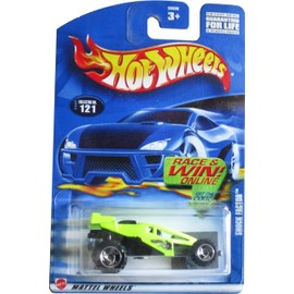 Hot Wheels 2002 Shock Factor #121 Razer Wheels on Race and Win Card Neon Yellow