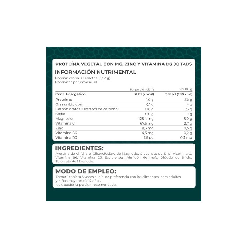 Pronat Magnesio Zinc con proteína vegetal - 90 tabletas