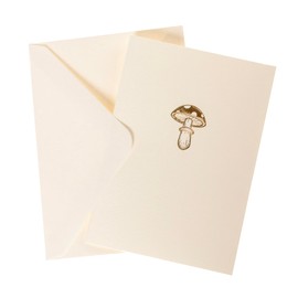 Graphique Mushroom Cards, Pack of 10 Cards with Envelopes, All Occasion Greetings, Blank Inside, Gold Foil Embossing, La Petite Press Collection Boxed Set, 3.25" x 4.75"
