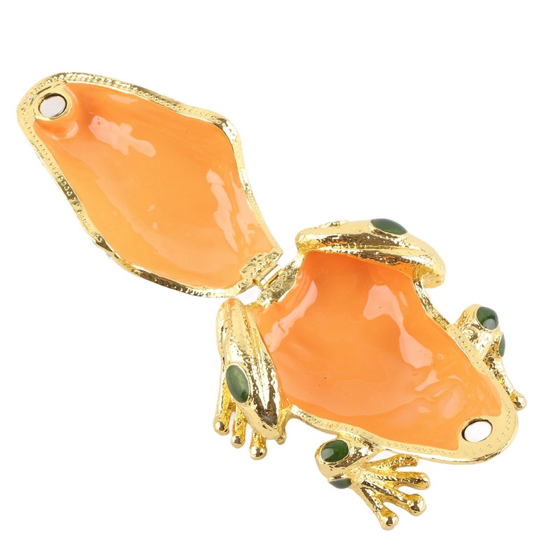Rhinestone Frog Jewelry Box Painted Electroplated Frog Figurine Jewelry Boxes