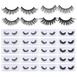 MAGEFY 20 Pairs 4 Styles Faux Mink Eyelashes, 7mm-18mm Lashes Natural Look to Dramatic False Eyelashes with Portable Boxes,Style-1