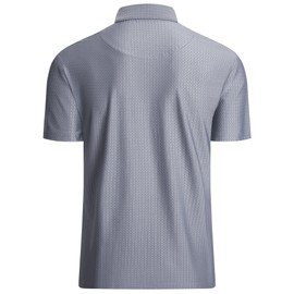 WARHORSEE Golf Polo Shirts for Men Short Sleeve Wrinkle Free 4 Way Stretch Moisture Wicking Performance Collared Tshirts,Grey,L