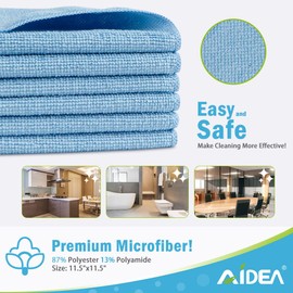 AIDEA - Paños de limpieza de microfibra, 24 unidades, trapos de limpieza suaves y absorbentes, paño de microfibra sin pelusas, para casa, cocina, coche, regalos de ventana, trapos azules (11.5 x 11.5 pulgadas)