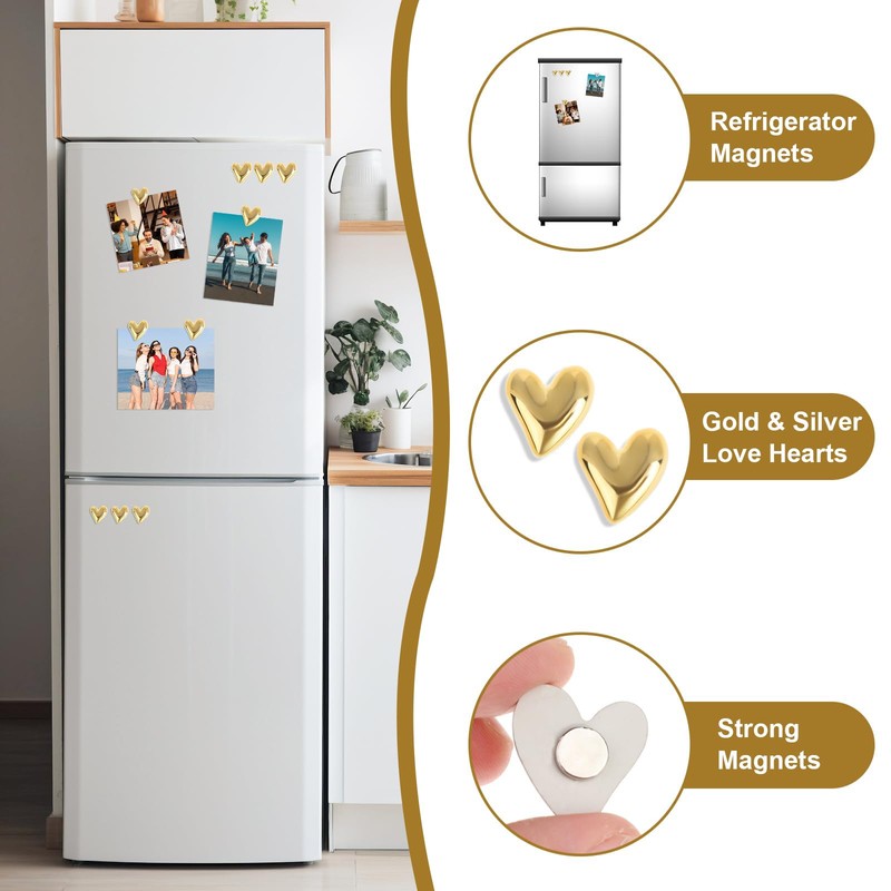 Ruzister 12 Pcs Fridge Magnets Gold Magnets for Fridge 2cm