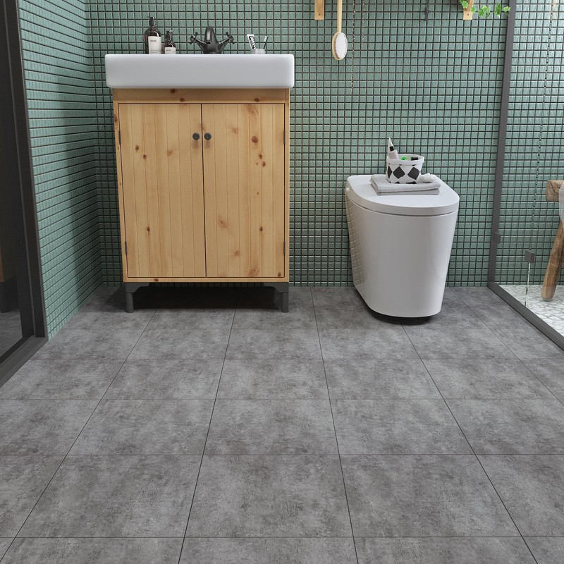 VaryStyle 18-Pack Grey Slate Peel and Stick Floor Tiles Waterproof